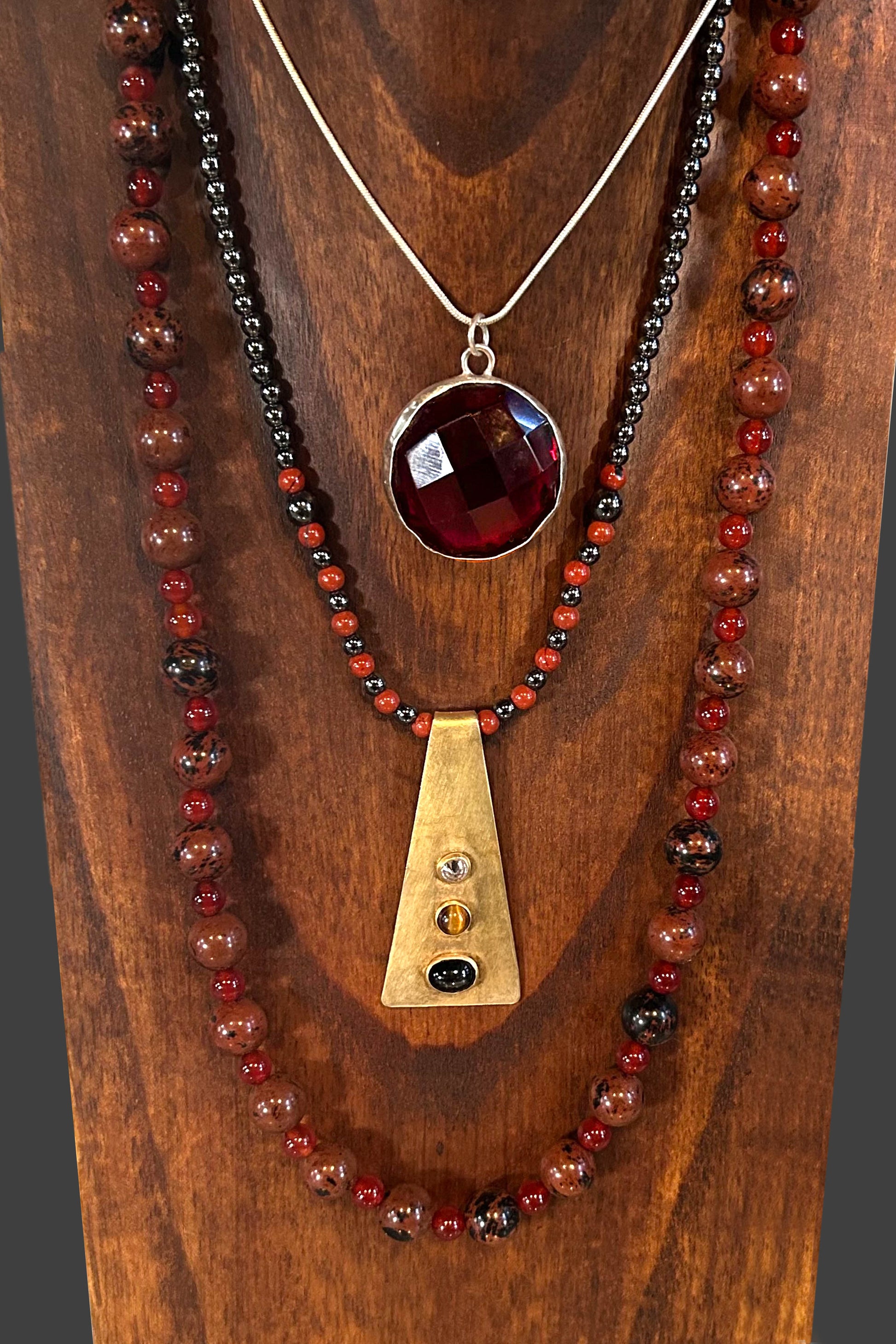 Handmade mens jewelry. Garment. Gemstones. Bling necklace. 