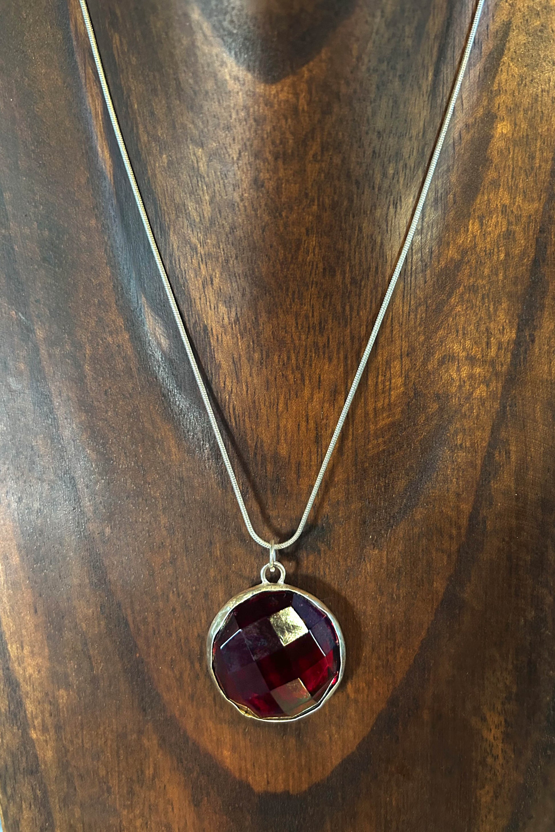 Ruby garnet handmade necklace. Sterling silver. Bling bling necklace. Rapper. Boho. Rock and roll. goth.