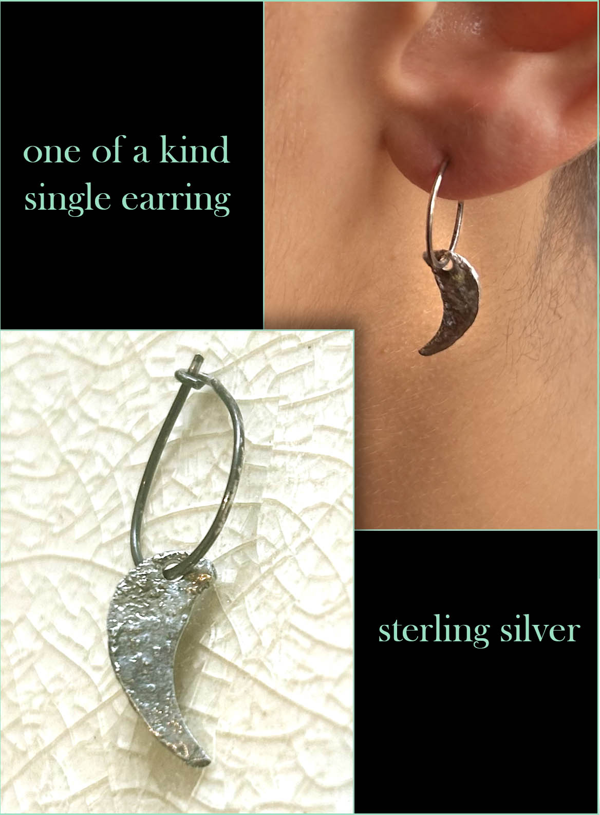 Minimalist handmade silver earring.