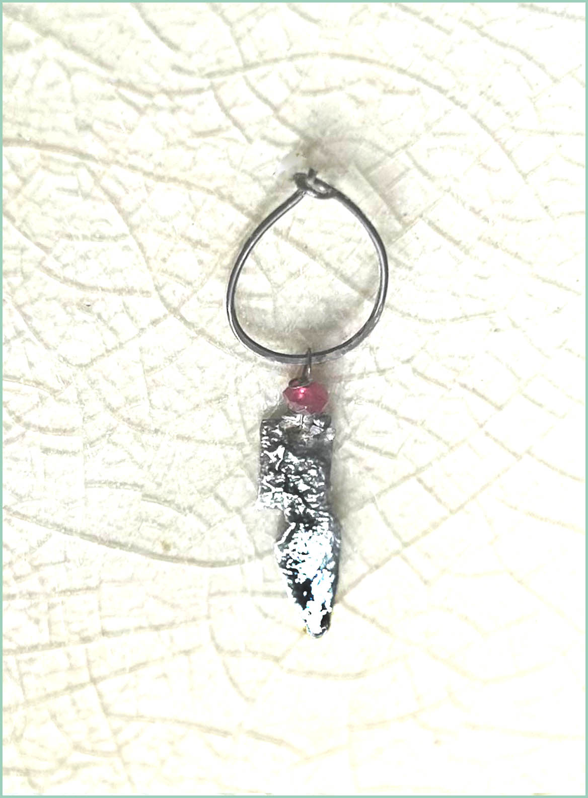 One of a Kind Controlled Chaos Single Earring 925 Sterling Silver with ruby.