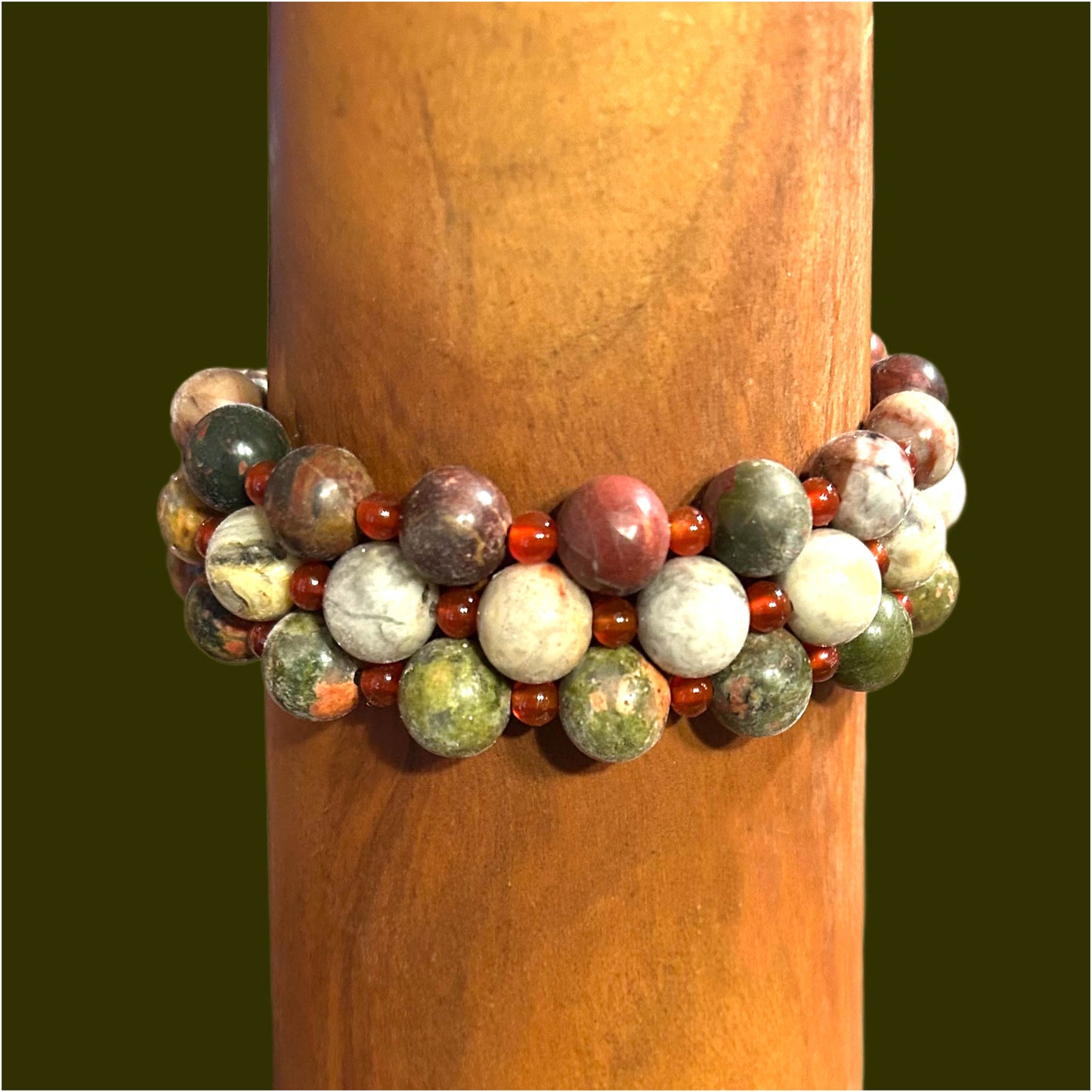 Unakite Beaded Bracelet