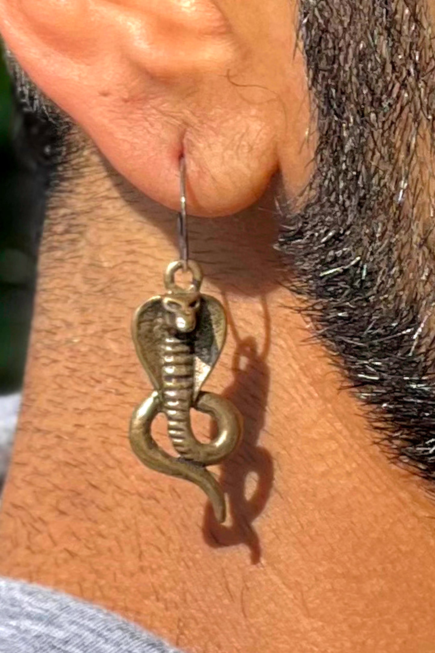 Bronze Cobra - Single Amulet Earring