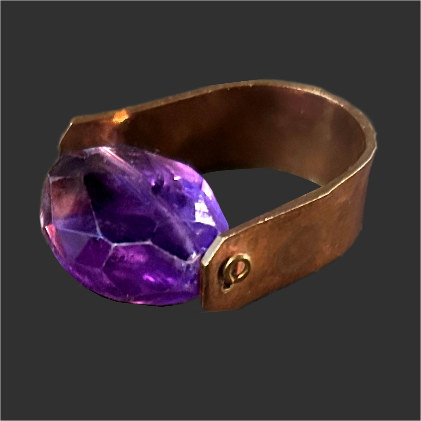 Amethyst Horseshoe Ring  - Sterling Silver or Brass