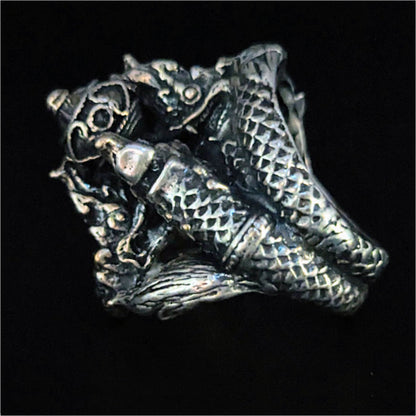 Ultra-Dramatic Ring Dragon. Silver or Bronze. Hip hop. Goth. Boho.