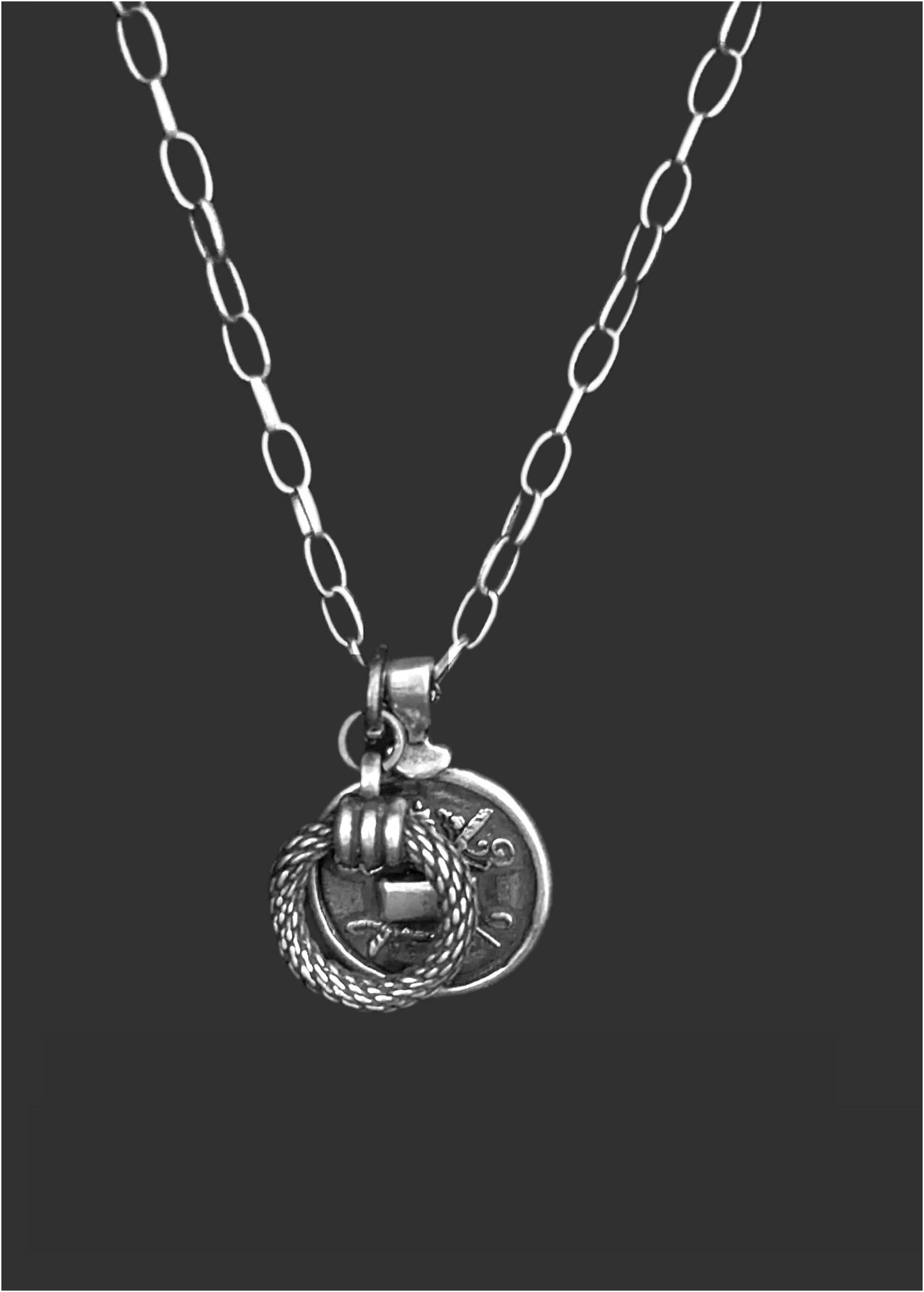 Silver medieval cote of arms shield amulet. Handmade mens necklace Hip-hop necklace. Boho necklace. Gothic necklace.  