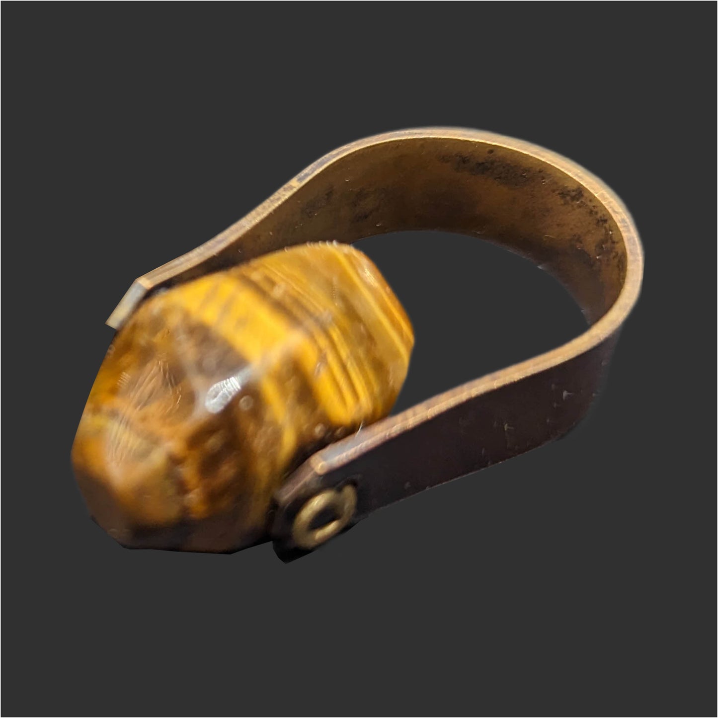 Tigers Eye Horseshoe Ring  - Sterling Silver or Brass