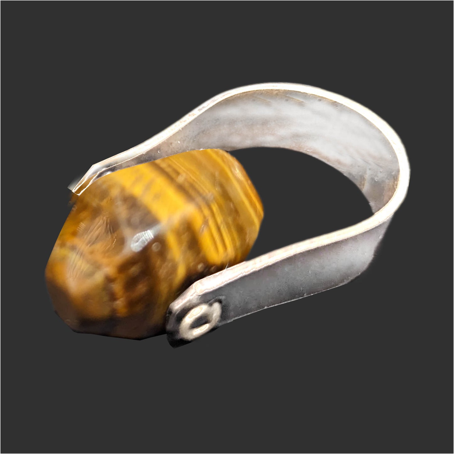 Tigers Eye Horseshoe Ring  - Sterling Silver or Brass