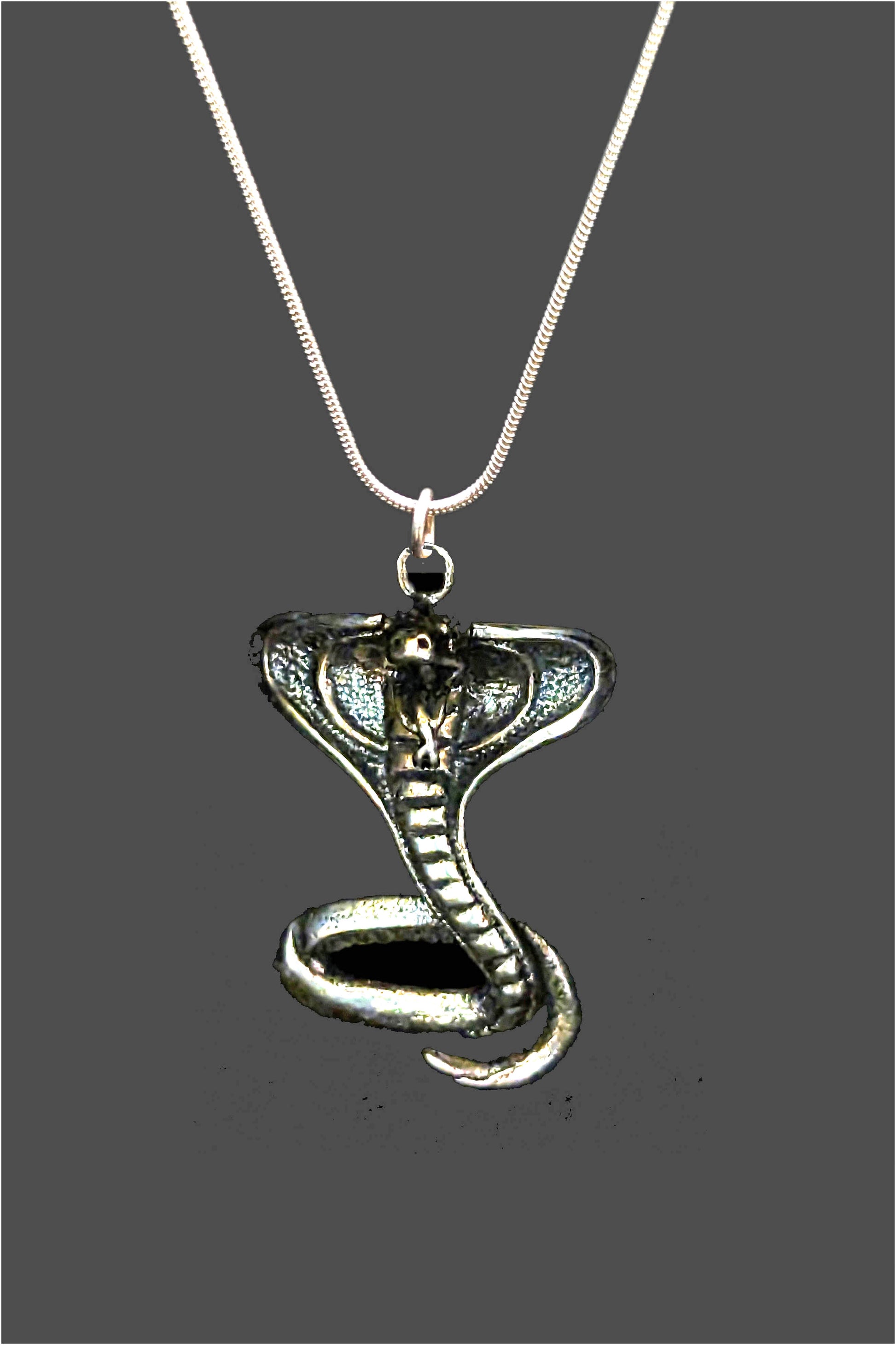 Silver Cobra Amulet Handmade mens necklace Hip-hop necklace. Bohemian necklace. Gothic necklace. Bling Necklace