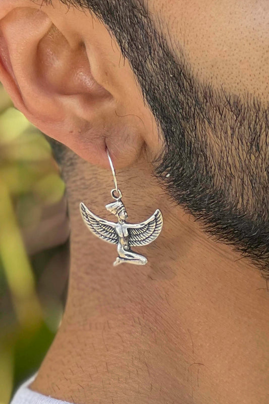 Silver Isis Amulet - Single Amulet Earring