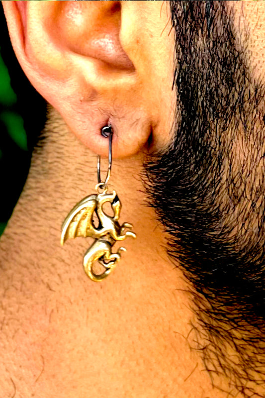 Bronze Griffin or Gryphon - Single Amulet Earring