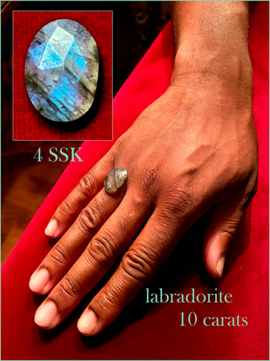 Labradorite Custom Ring #4SSK - Stormy Skies 925 Sterling Silver & Cloud Agate