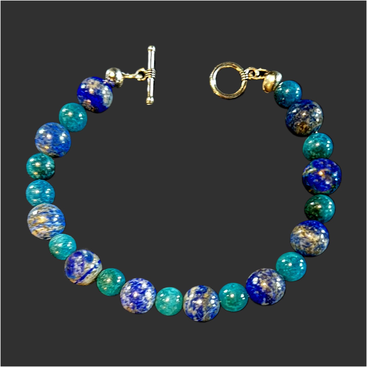 Lapis Lazuli and Apatite Beaded Bracelet