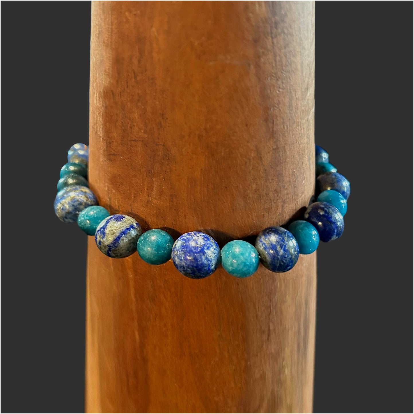 Lapis Lazuli and Apatite Beaded Bracelet