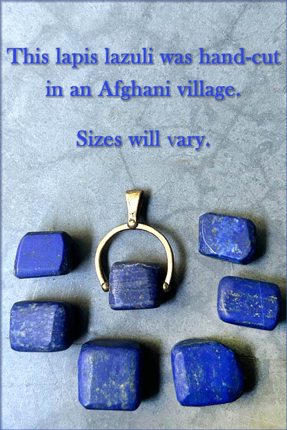 Afghani Lapis Lazuli & Bronze Horseshoe Necklace