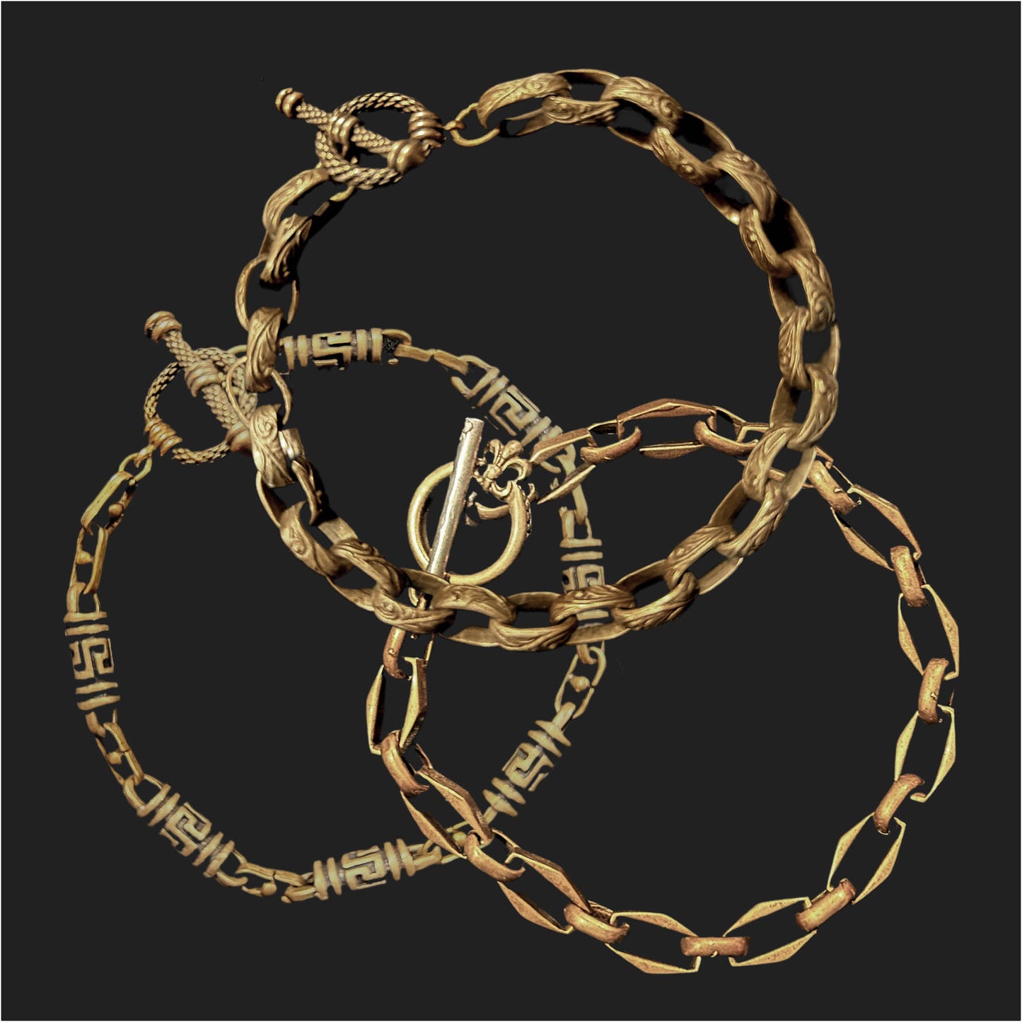 Set of 3 Bronze Chain Bracelets