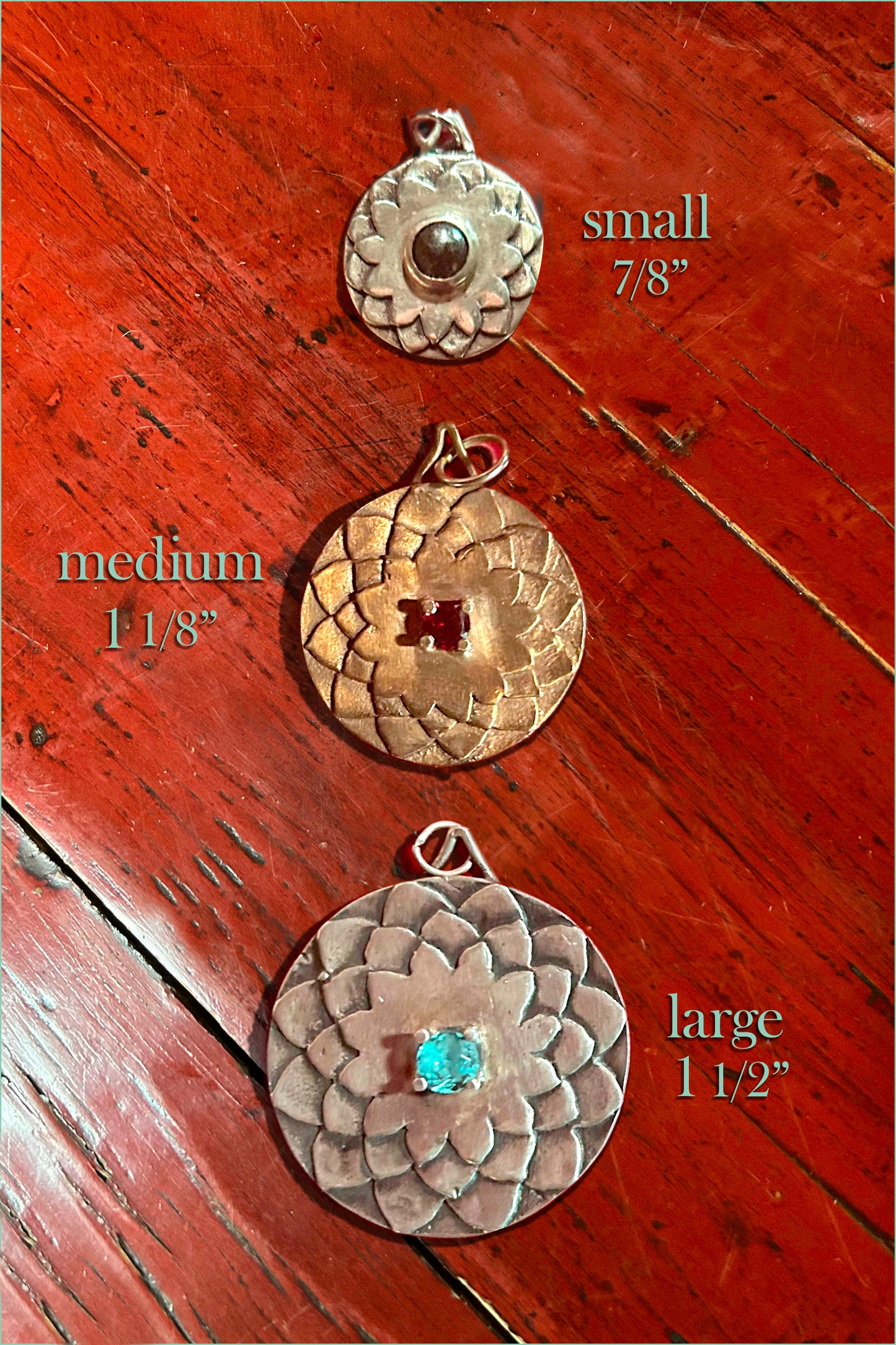 Silver and bronze mandala amulets. Power jewelry. Spiritual jewelry. Healing jewelry