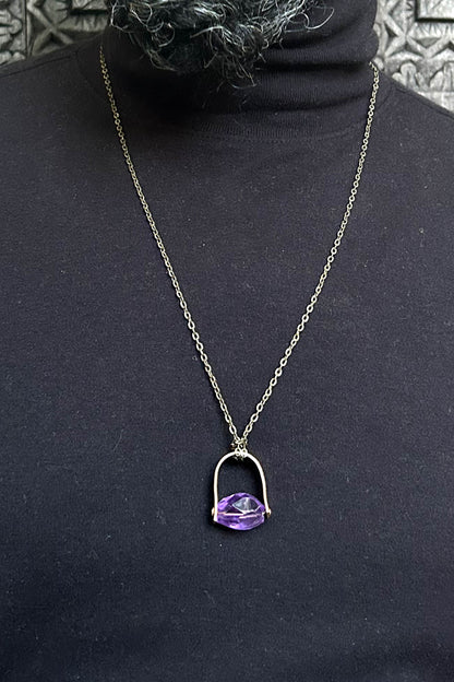 Amethyst Horseshoe Necklace - Brass or Sterling Silver