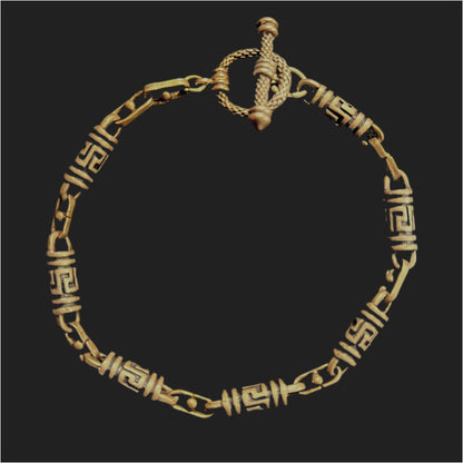 Bronze Chain Bracelet Greek Key Design