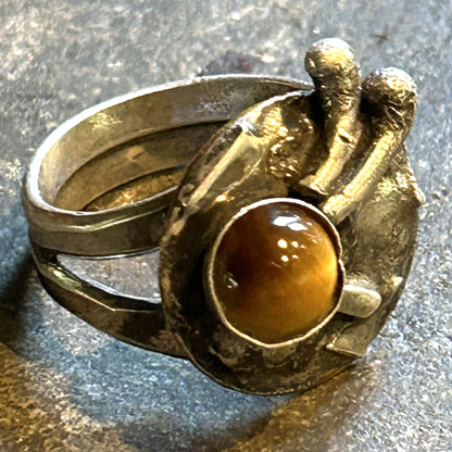 Men’s handmade ring, goth ring, bo-ho ring, hip-hop ring, cocktail ring, red ring, handsome ring, white stud, gold ring, wedding ring, engagement ring, tigers eye, eyelash