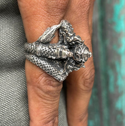 Handmade mens dragon ring. Hip-hop ring. Goth ring. Boho ring. 